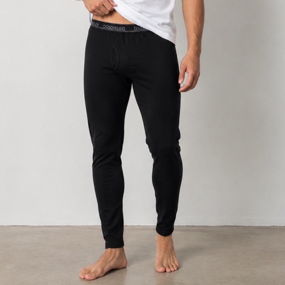 Lapasa Mens Thermal Underwear Pants Black Base Layer Long Johns Size Large L